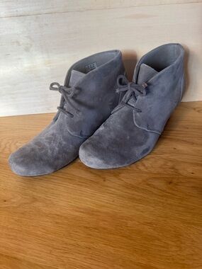 Clarks Gray Suede Lace-Up Ankle Booties